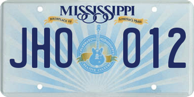 MS license plate JHO012