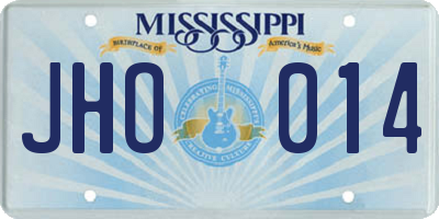 MS license plate JHO014