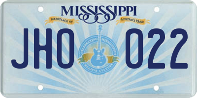 MS license plate JHO022