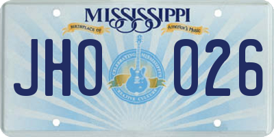 MS license plate JHO026
