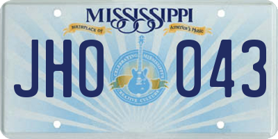 MS license plate JHO043