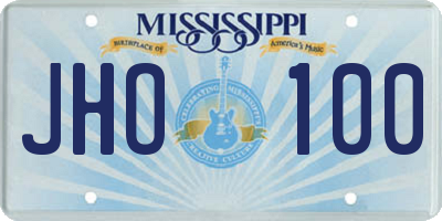 MS license plate JHO100