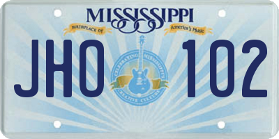 MS license plate JHO102