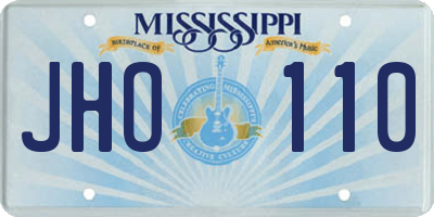 MS license plate JHO110