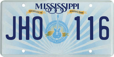 MS license plate JHO116