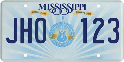 MS license plate JHO123