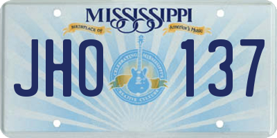 MS license plate JHO137