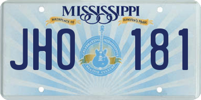 MS license plate JHO181