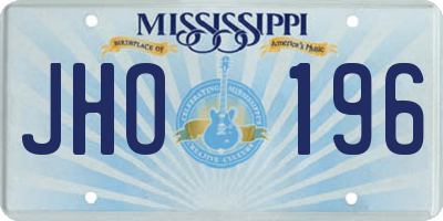 MS license plate JHO196