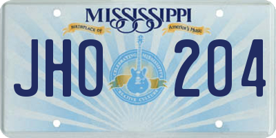 MS license plate JHO204
