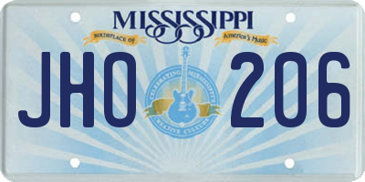 MS license plate JHO206
