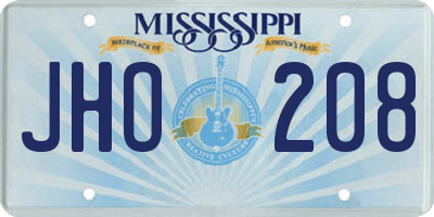 MS license plate JHO208