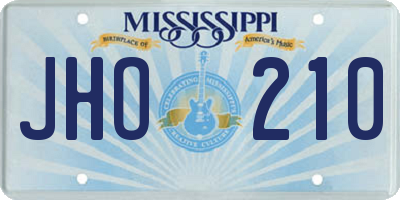 MS license plate JHO210