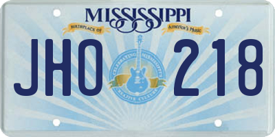 MS license plate JHO218