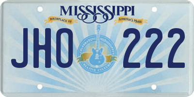 MS license plate JHO222