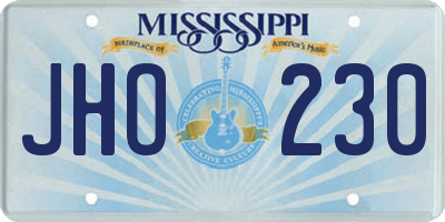 MS license plate JHO230