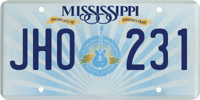 MS license plate JHO231