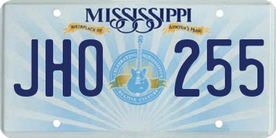 MS license plate JHO255