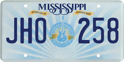 MS license plate JHO258