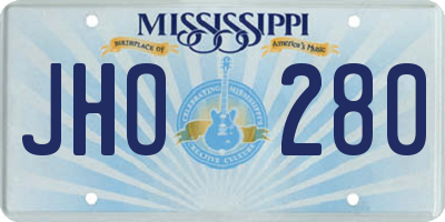 MS license plate JHO280