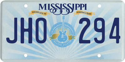 MS license plate JHO294