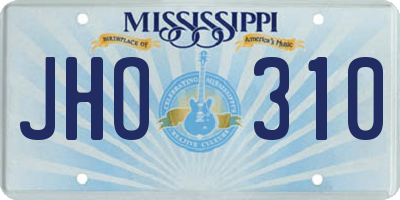 MS license plate JHO310
