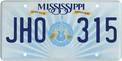 MS license plate JHO315