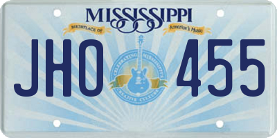 MS license plate JHO455