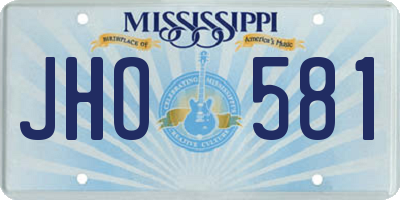MS license plate JHO581