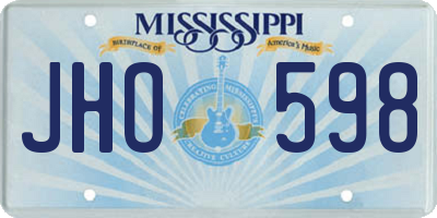 MS license plate JHO598