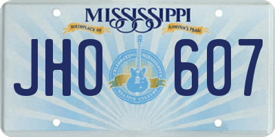 MS license plate JHO607