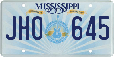 MS license plate JHO645