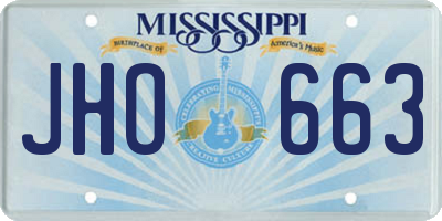 MS license plate JHO663