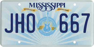 MS license plate JHO667