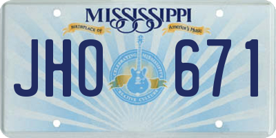 MS license plate JHO671