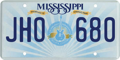 MS license plate JHO680