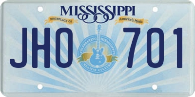 MS license plate JHO701