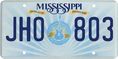 MS license plate JHO803
