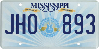 MS license plate JHO893