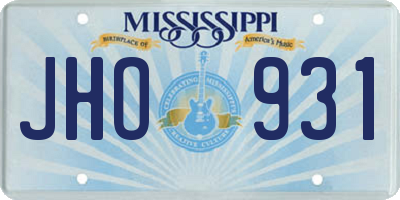 MS license plate JHO931