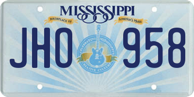MS license plate JHO958