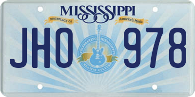 MS license plate JHO978