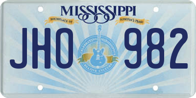 MS license plate JHO982