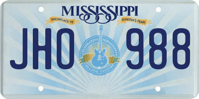 MS license plate JHO988