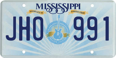 MS license plate JHO991