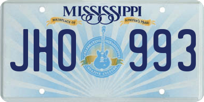 MS license plate JHO993