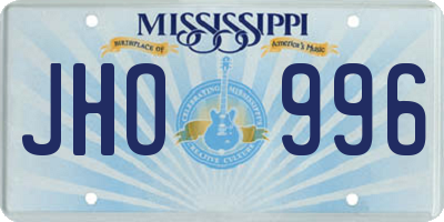 MS license plate JHO996