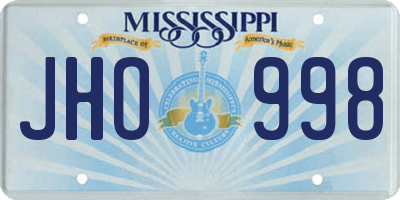 MS license plate JHO998