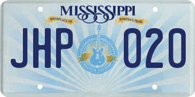 MS license plate JHP020