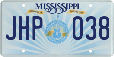 MS license plate JHP038